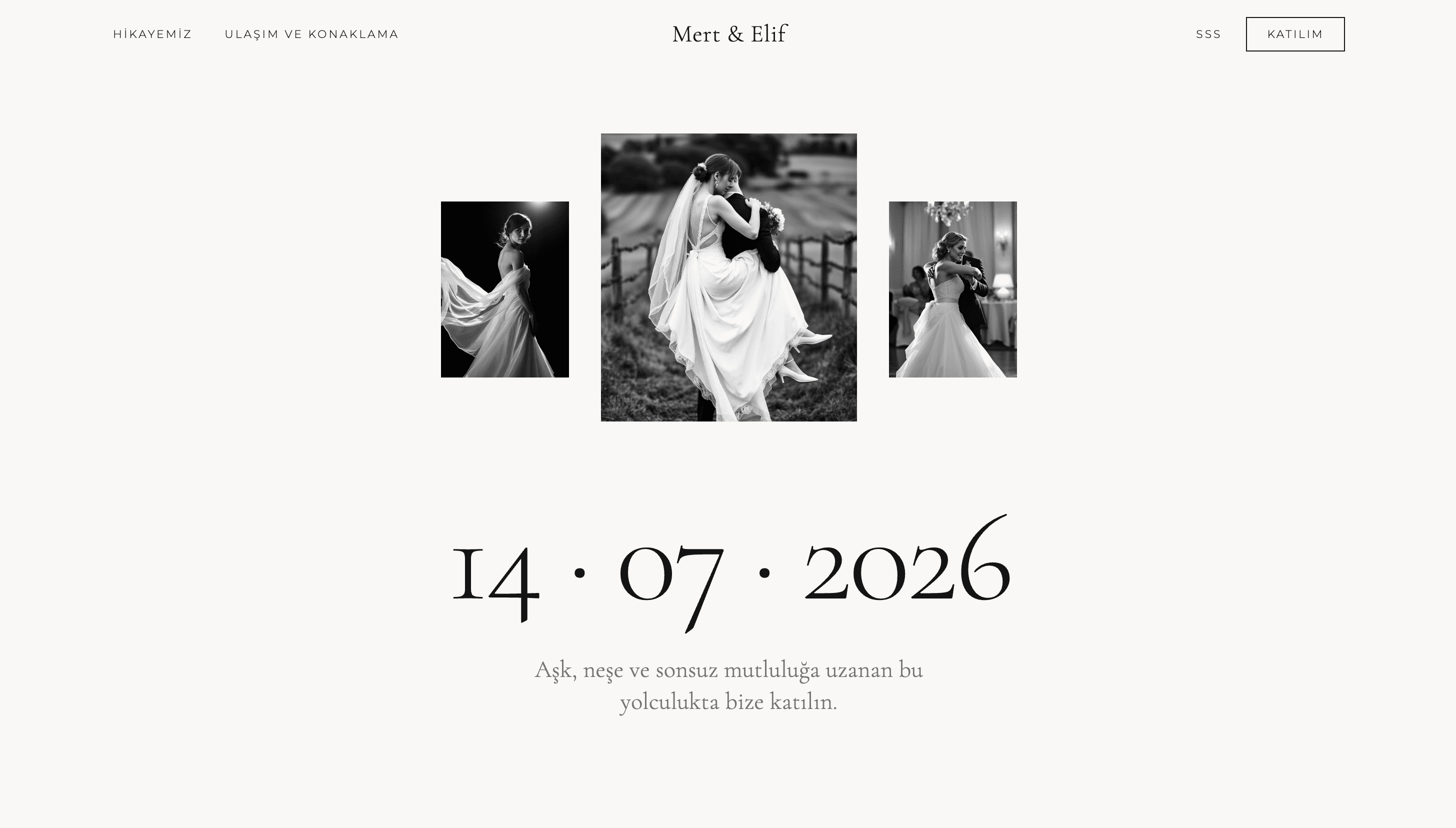 Mert & Elif davetiye sitesi önizlemesi
