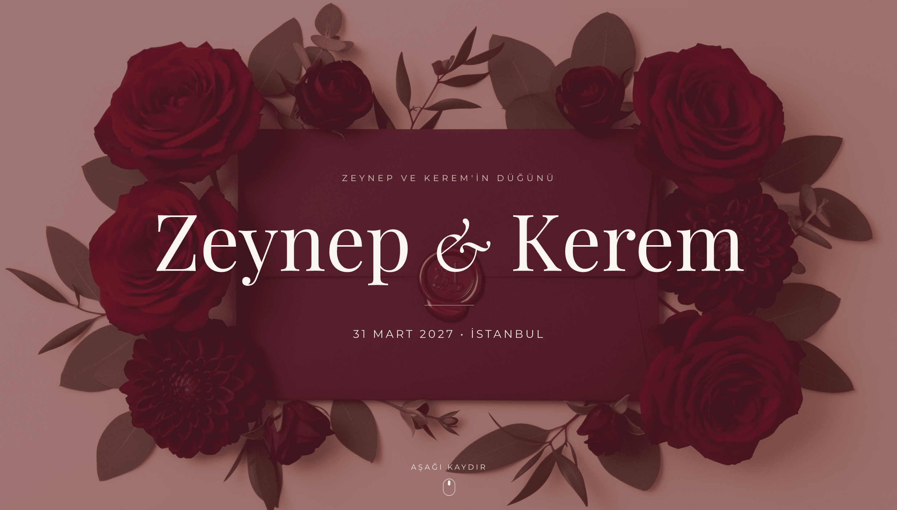 Zeynep & Kerem davetiye sitesi önizlemesi